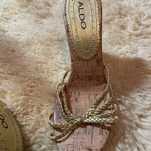 Aldo Gold Braided Strap Sandals